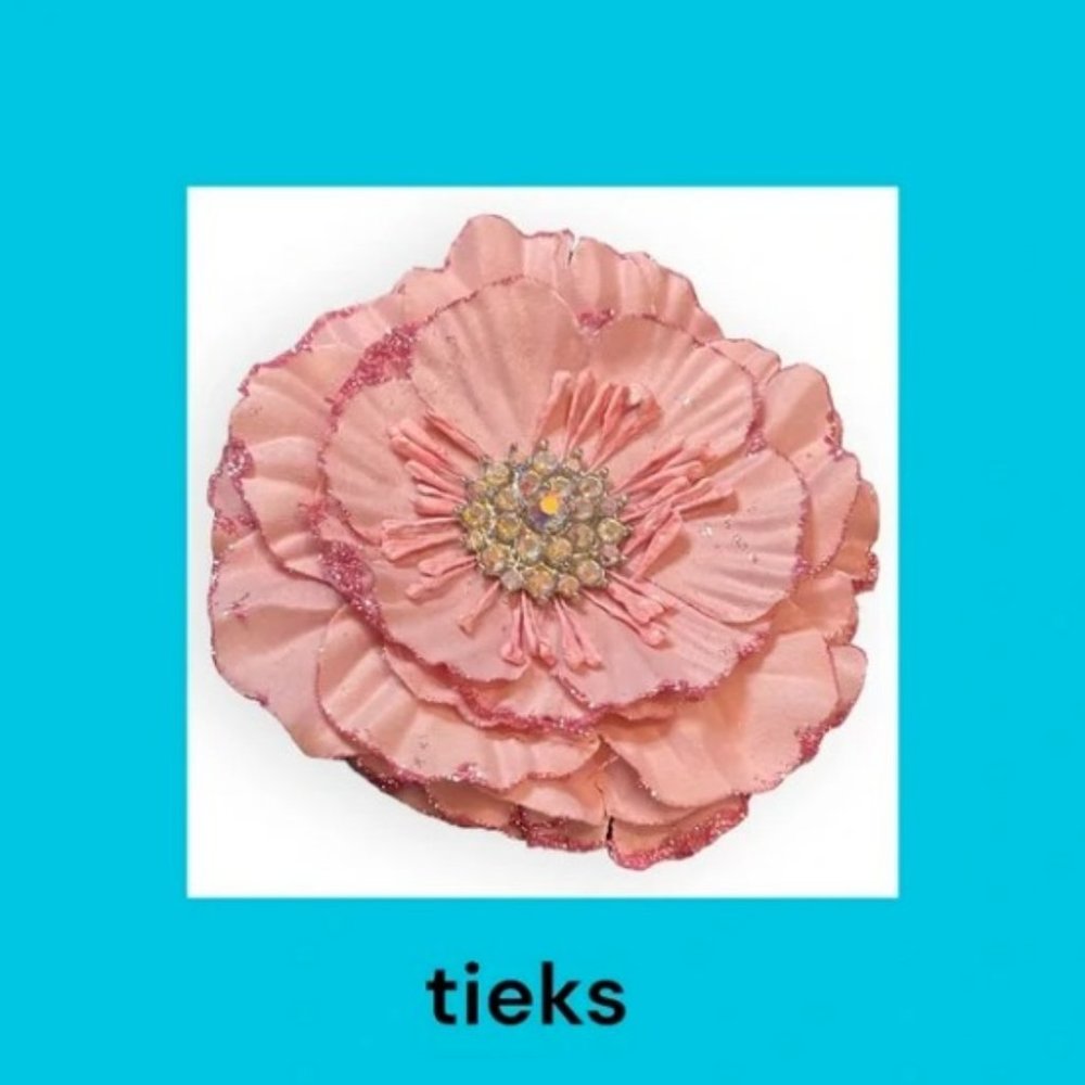 Tieks Flower Pale Pink Box Topper with Faux Rhinestones in Center TT-A-524